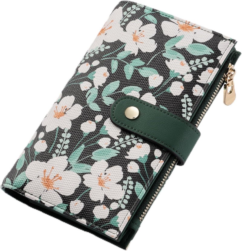 yiijay Womens Wallet RFID Blocking Vegan Leather Trifold Clutch Credit Card Holder Ladies Travel Wallet Purse with Pen Holder - Image 1
